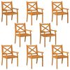 vidaXL Dining Chair | Set of 8 | Natural Wood | Solid acacia wood | Standard