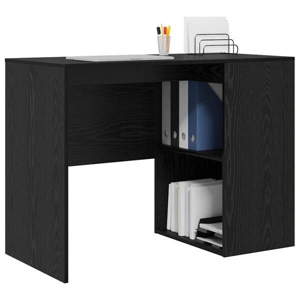 vidaXL Desk with Shelf Black Oak 102 x 50 x 75 cm Engineered Wood