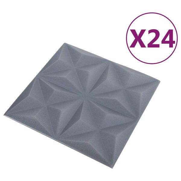 vidaXL Wall Panels 24 pcs Origami Grey 50 x 50 cm XPS Foam
