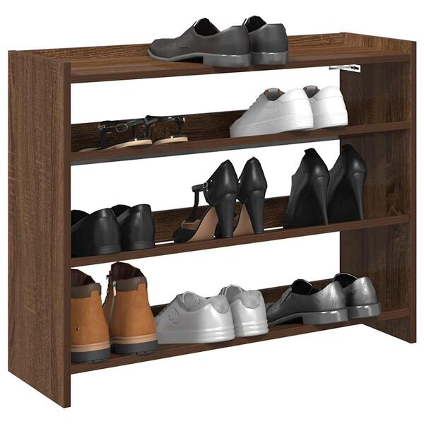 vidaXL Shoe Rack Brown Oak 80x25x62 cm Engineered Wood