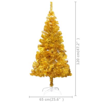 vidaXL Artificial Christmas Tree with Stand Gold 120 cm PET