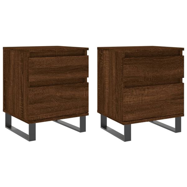 vidaXL Bedside Cabinets 2 pcs Brown Oak 40x35x50 cm Engineered Wood