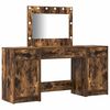 vidaXL Dressing Table with Mirror Lights 3 pcs Brown Engineered Wood