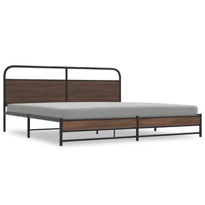 vidaXL Metal Bed Frame without Mattress Brown Oak 183x213 cm