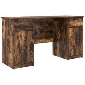 vidaXL Desk Smoked oak Engineered wood 140 x 49 x 76 cm