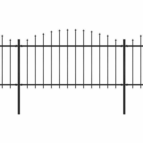 vidaXL Garden Fence with Spear Top Steel 892.5x150 cm Black