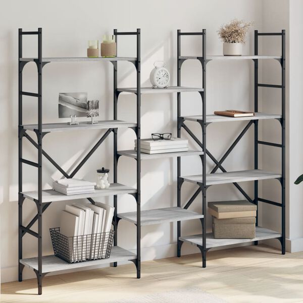 vidaXL Bookshelf Grey Sonoma 160x28.5x136.5 cm Engineered Wood