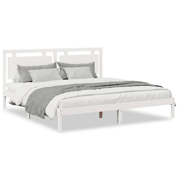 vidaXL Extra Long Bed Frame without Mattress White 200x220 cm Solid Wood