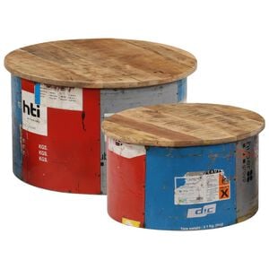 vidaXL Coffee Table | Set of 2 | Multicolour | Solid mango wood, old tin sheet