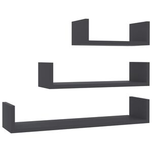vidaXL Shelf | Set of 3 | Grey | Engineered wood | Various sizes up to 60 cm