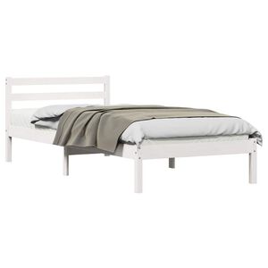 vidaXL Bed Frame White 225.5 x 95.5 x 69.5 cm Solid Pine Wood