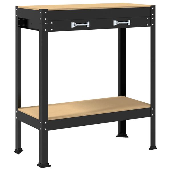 vidaXL Work Benches with Drawer Black 81 x 41 x 91 cm Engineered Wood