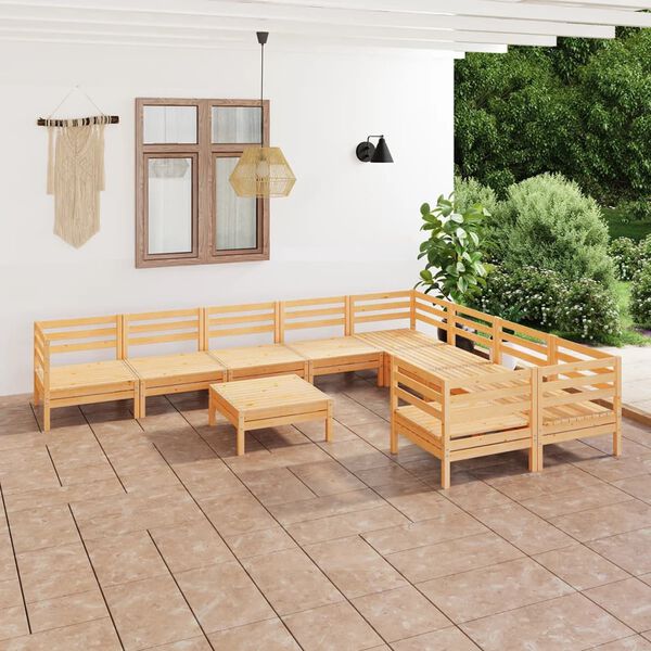 vidaXL 10 Piece Garden Lounge Set Solid Wood Pine