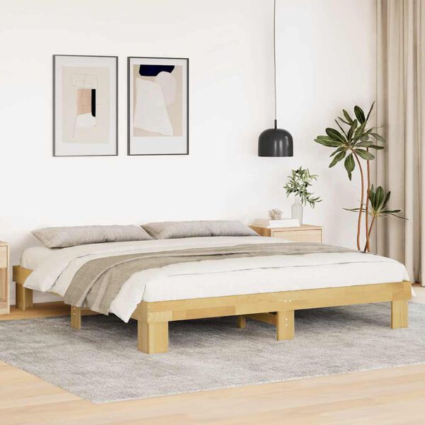 vidaXL Bed Frame without Mattress 200x200 cm Solid Wood Oak