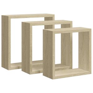 vidaXL Wall Cube Shelves 3 pcs Sonoma Oak