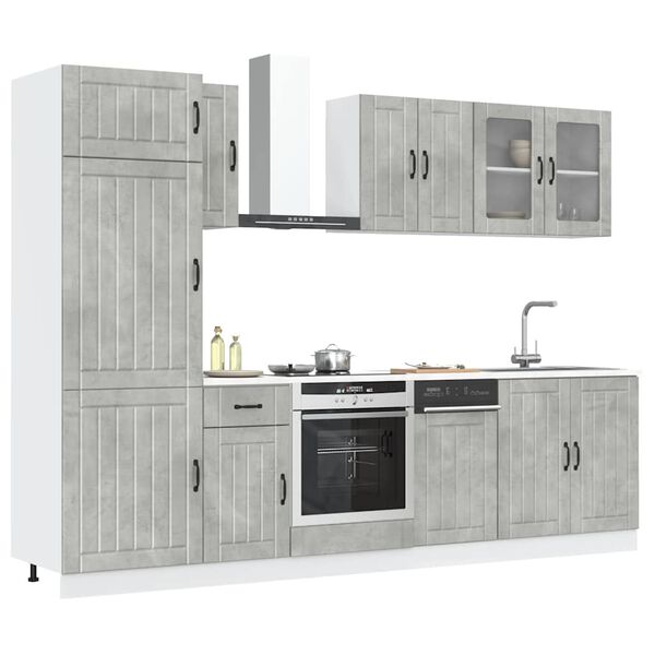 vidaXL 8 Piece Kitchen Cabinet Set Lucca Concrete Grey Engineered Wood