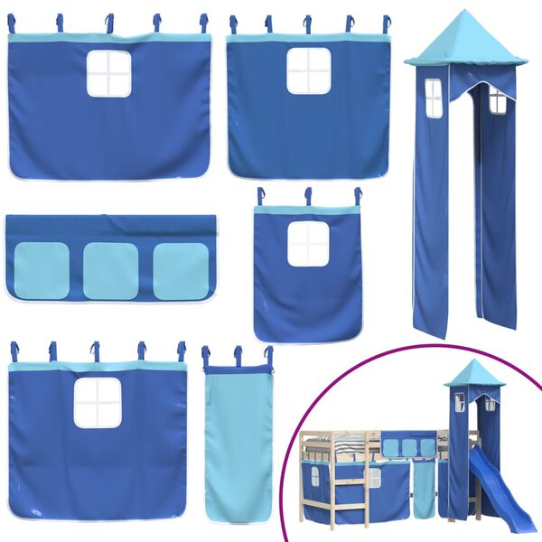 vidaXL Curtains for Loft Bed with Tower Blue Polyester