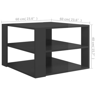 vidaXL Coffee Table High Gloss Grey 60x60x40 cm Engineered Wood