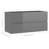 vidaXL 2 Piece Bathroom Furniture Set High Gloss Grey Engineered Wood