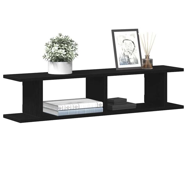 vidaXL Wall Shelves 2 pcs Black Oak 90x18x20 cm Engineered Wood
