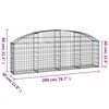 vidaXL Arched Gabion Basket 200x30x60/80 cm Galvanised Iron