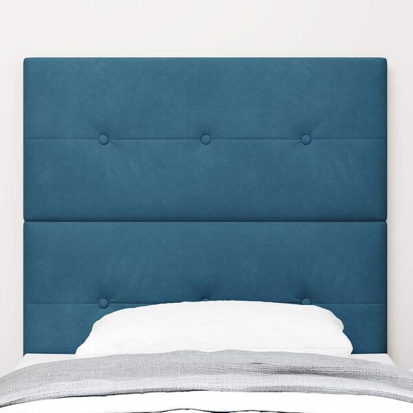 vidaXL Headboard with LED Strip Lights Adjustable Blue 90 cm Velvet