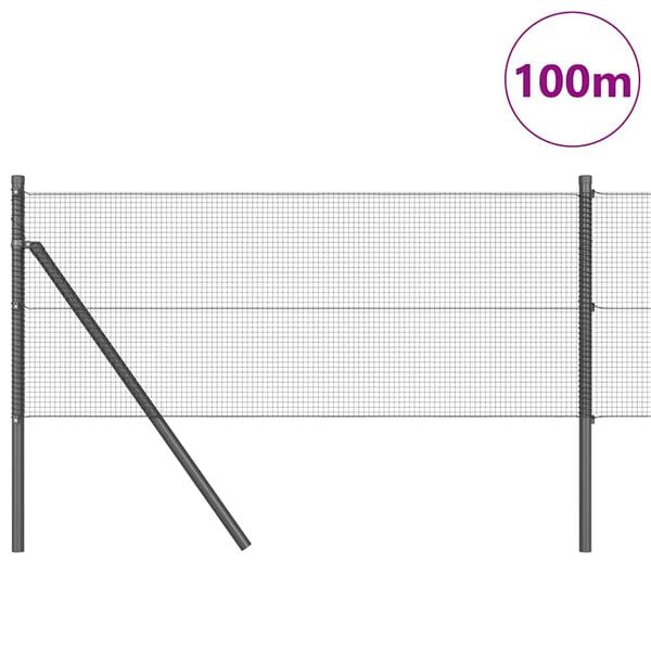 vidaXL Fence Post Grey 100 x 0.6 m (12 x 12 mm mesh) Steel and PVC