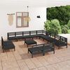 vidaXL 14 Piece Garden Lounge Set Solid Wood Pine Black