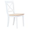 vidaXL Dining Chairs 4 pcs White and Light Wood Solid Rubber Wood