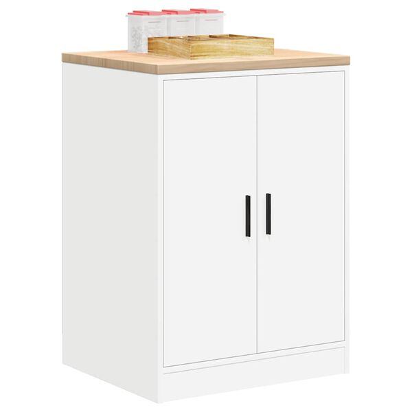 vidaXL Garage Storage Cabinet White 60x51x85 cm Solid Wood Pine