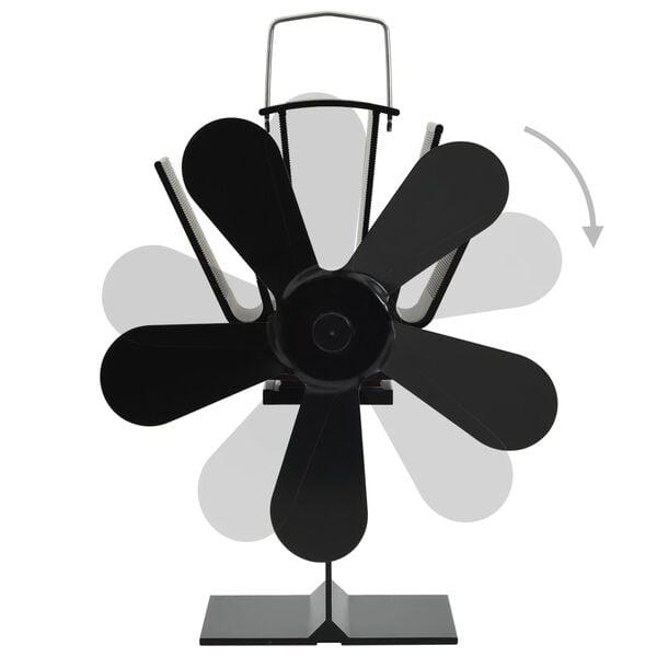 vidaXL Heat Powered Stove Fan 5 Blades Black