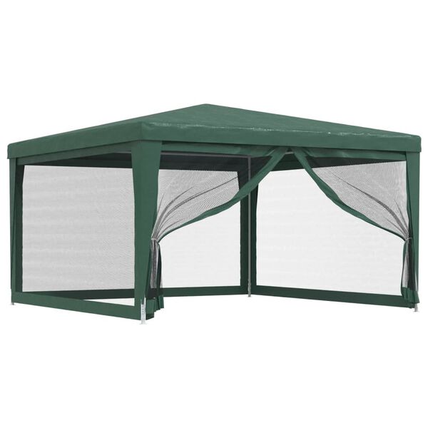 vidaXL Party Tent with 4 Mesh Sidewalls Green 4x4 m HDPE