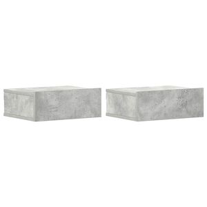 vidaXL Floating Nightstands 2 pcs Concrete Grey 40x30x15 cm Engineered Wood