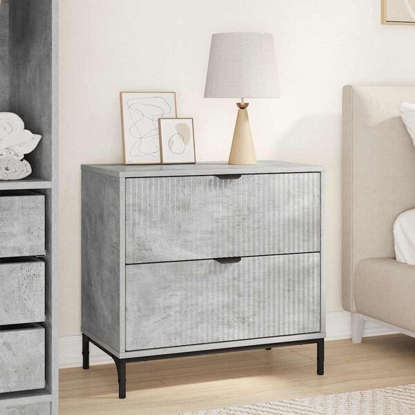 vidaXL Bedside Table Concrete grey 63.5 x 36 x 61 cm Engineered wood