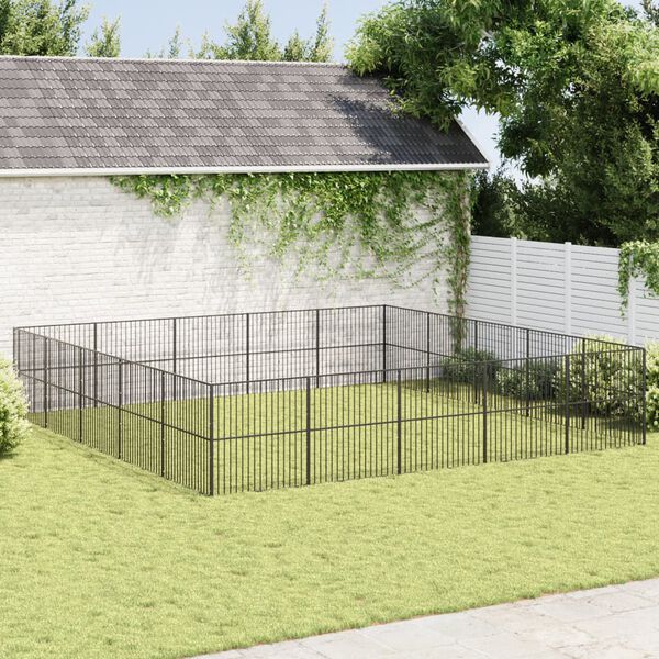 vidaXL Dog Playpen 20 Panels Black Galvanised Steel