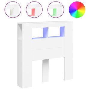 vidaXL LED Headboard White 100x18,5x103,5 cm Engineered Wood