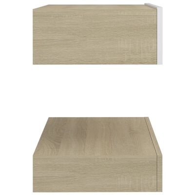 vidaXL Bedside Cabinets 2 pcs White and Sonoma Oak 60x35 cm Engineered Wood