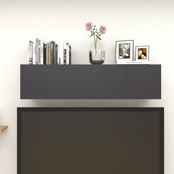 vidaXL Wall Mounted TV Cabinets 4 pcs Grey 30.5x30x30 cm