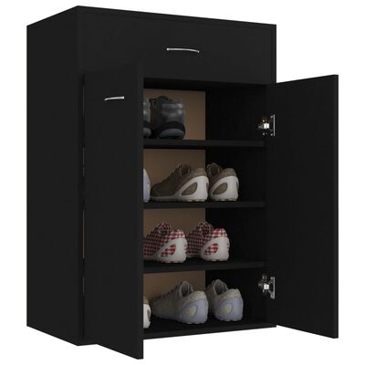 vidaXL Shoe Cabinet Black 60x35x84 cm Engineered Wood