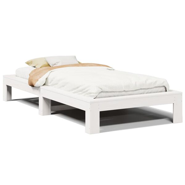 vidaXL Bed Frame without Mattress White 100x200 cm Solid Wood Pine