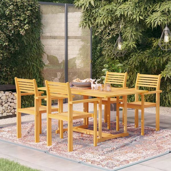 vidaXL 5 Piece Garden Dining Set Solid Teak Wood