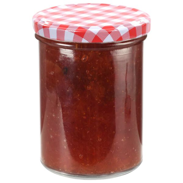 vidaXL Glass Jam Jars with White and Red Lid 96 pcs 400 ml