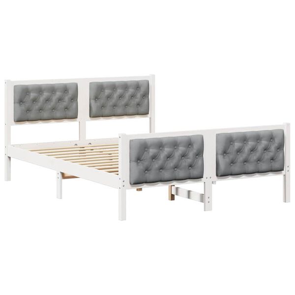 vidaXL Bed Frame Light Grey 140 x 200 cm Solid Pine Wood