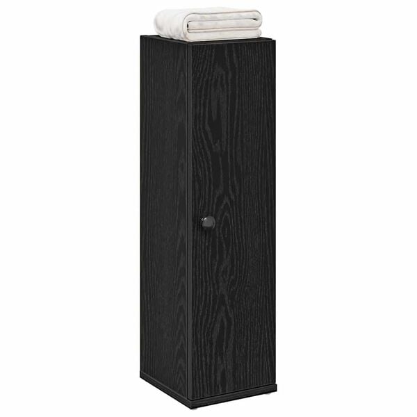 vidaXL Bathroom Cabinet with Roll Holder Black 20.5x22x72 cm