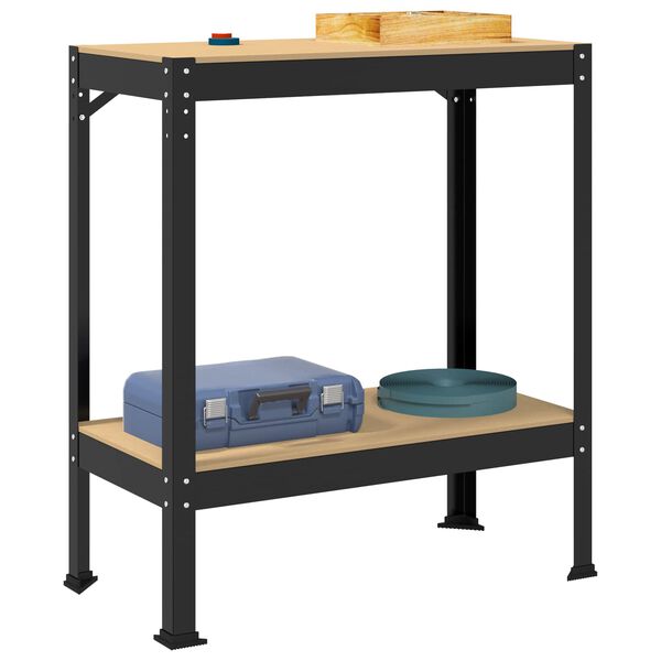 vidaXL Work Benches with Shelf Black 81 x 41 x 91 cm Engineered Wood