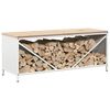 vidaXL Firewood Rack with Wooden Top White 100.5x35.5x40 cm