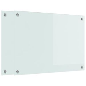 vidaXL Kitchen Backsplash 2 pcs White 70 x 50 cm Tempered Glass