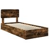 vidaXL Storage Bed with Drawer Smoked Oak 100 x 200 cm Engineered Wood