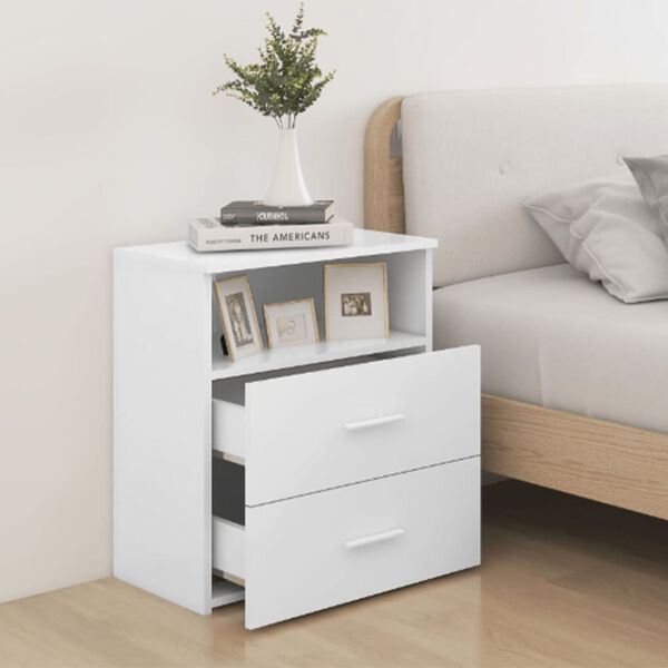vidaXL Bed Cabinets 2 pcs White 50x32x60 cm