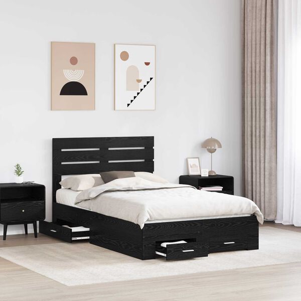 vidaXL Bed Frame with Drawer with Headboard Manual Engineered Wood
